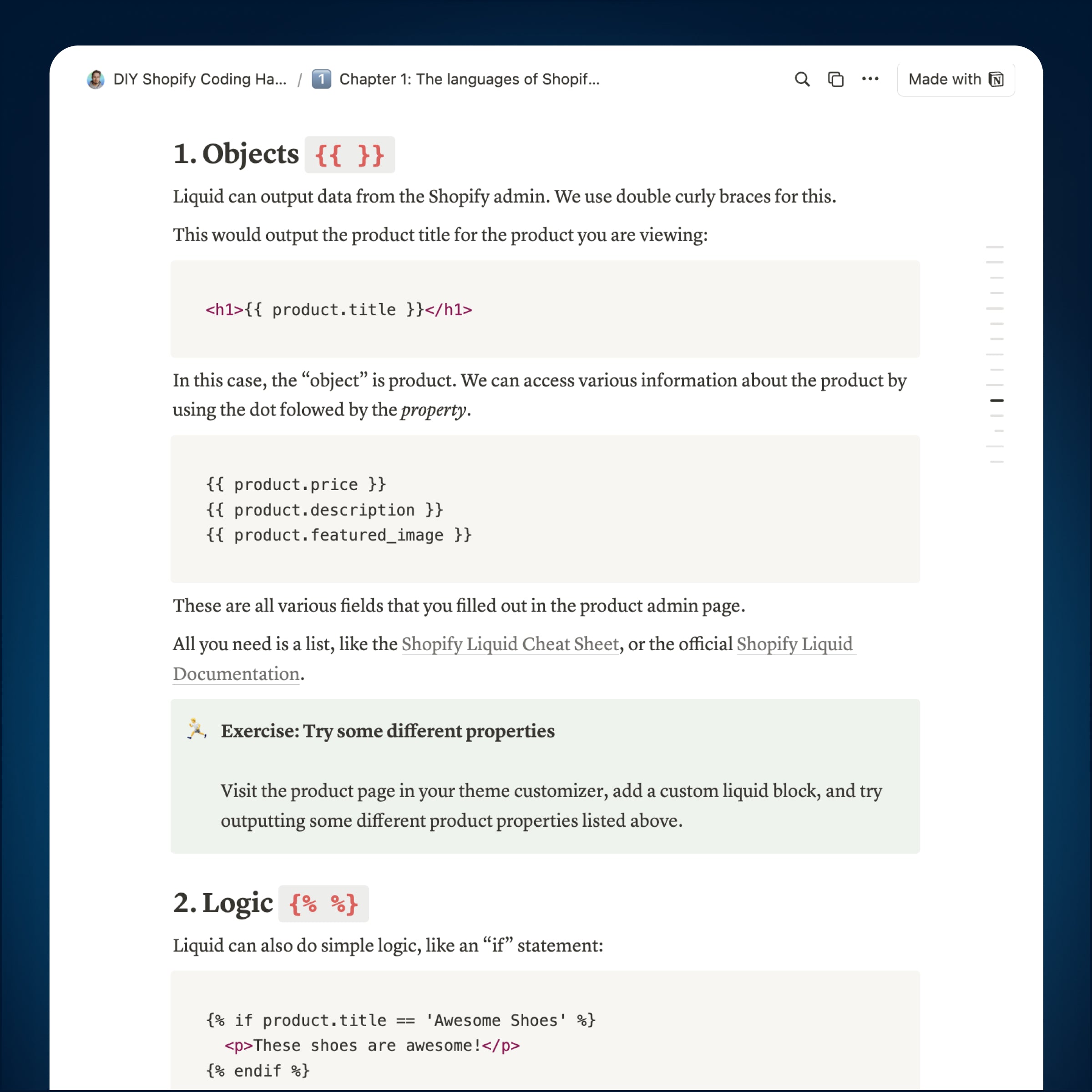 Shopify Liquid Coding Ebook Chapter 1