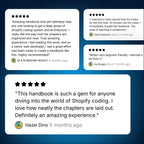 Customer reviews for the Shopify Coding ebook. 